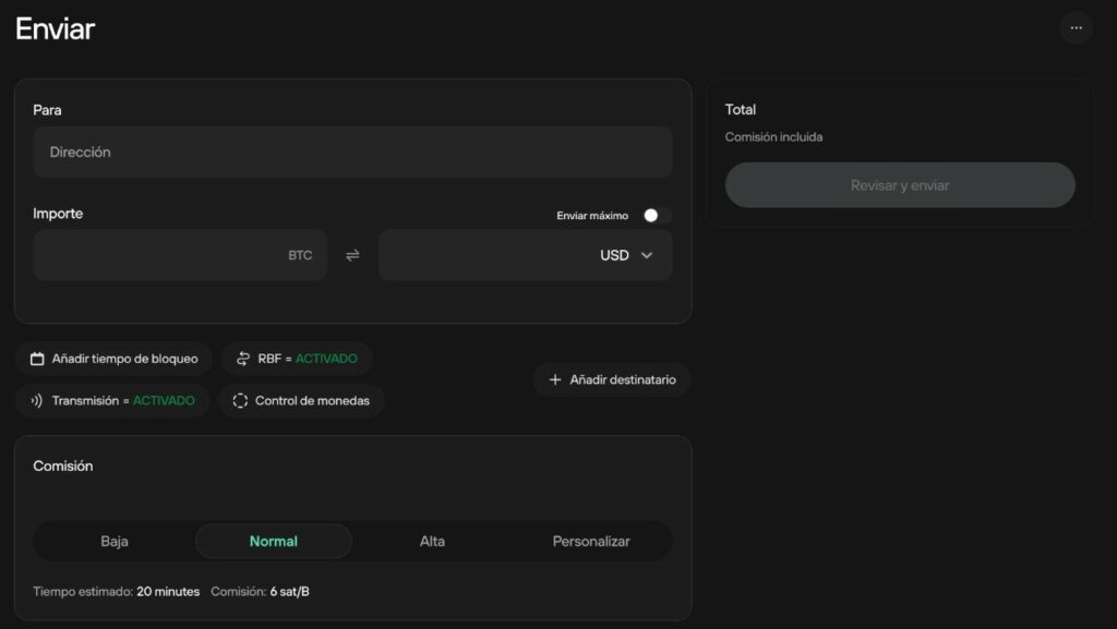 Panel de control de Trezor Suite