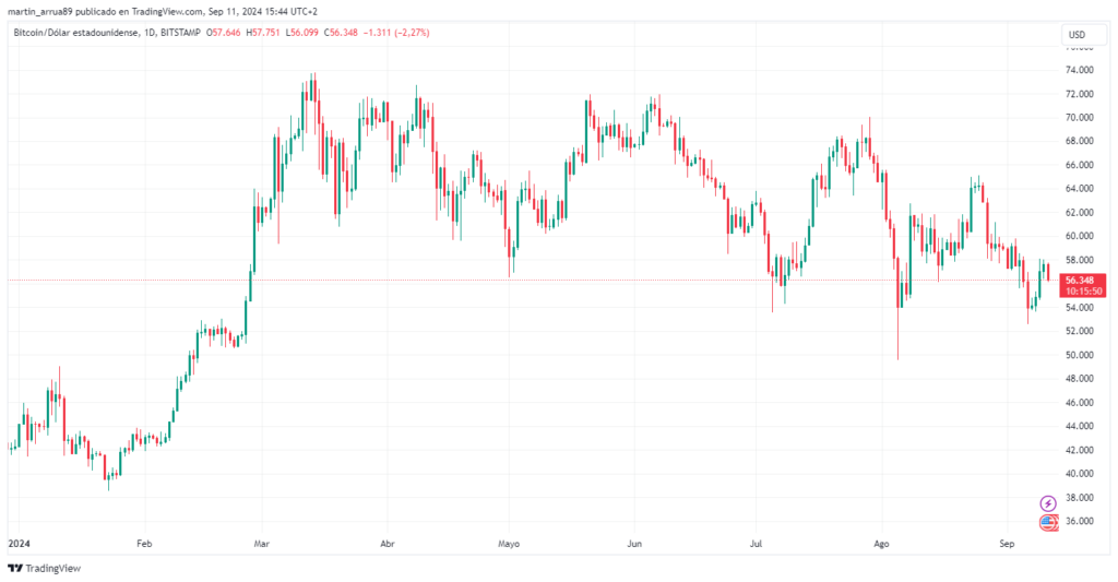 Cotización de BTC en lo que va del año. Fuente: TradingView